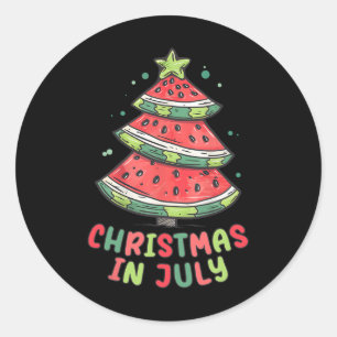 Sticker Rond Noël En Juillet Pastèque Noël Arbre Hommes D'Été