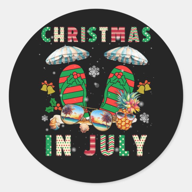 Sticker Rond Noël En Juillet Squad Vacances D'Été Flip (Devant)