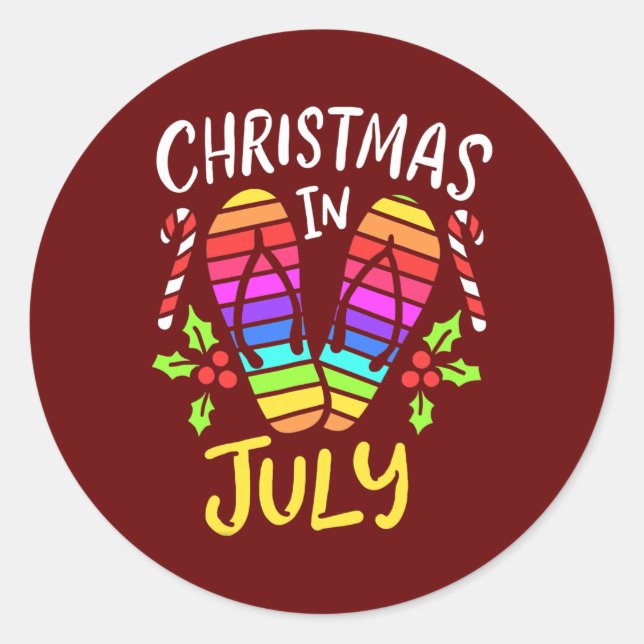 Sticker Rond Noël En Juillet Vacances D'Été (Devant)