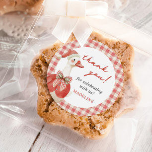 Sticker Rond Noël En vichy 1er anniversaire de Silly Goose