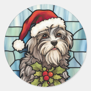 Sticker Rond Noël en vitrail Havanais