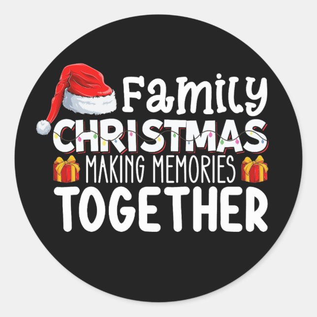 Sticker Rond Noël familial Faire des souvenirs ensemble Vacance (Devant)