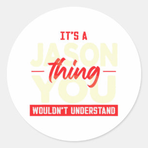 Sticker Rond Noël Fête des pères Anniversaire Nom Jason