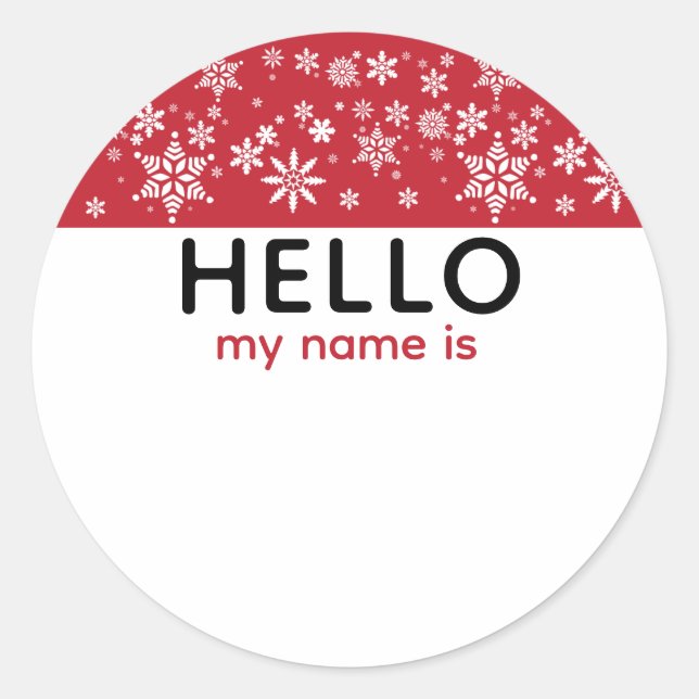 Sticker Rond Noël Fête Neige Bonjour Mon Nom (Devant)