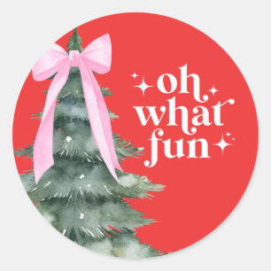 Sticker Rond Noël Fête Oh Quel Pink Fun