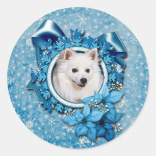 Sticker Rond Noël - Flocon de neige bleu - Eskimo américain