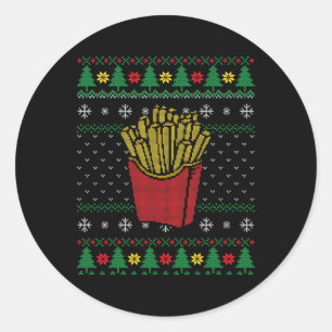 Sticker Rond Noël Français Fries Ugly Sweat