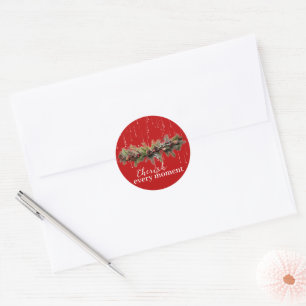 Sticker Rond Noël Garland et les étoiles de tir Chérir