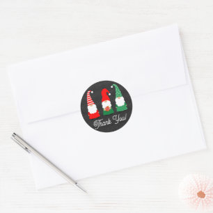 Sticker Rond Noël Gnomes mignons Merci de vacances