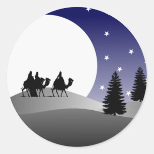 Sticker Rond Noël Graphique des Trois Sages Hommes
