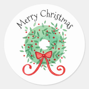 Sticker Rond Noël Green Wain Red Berries
