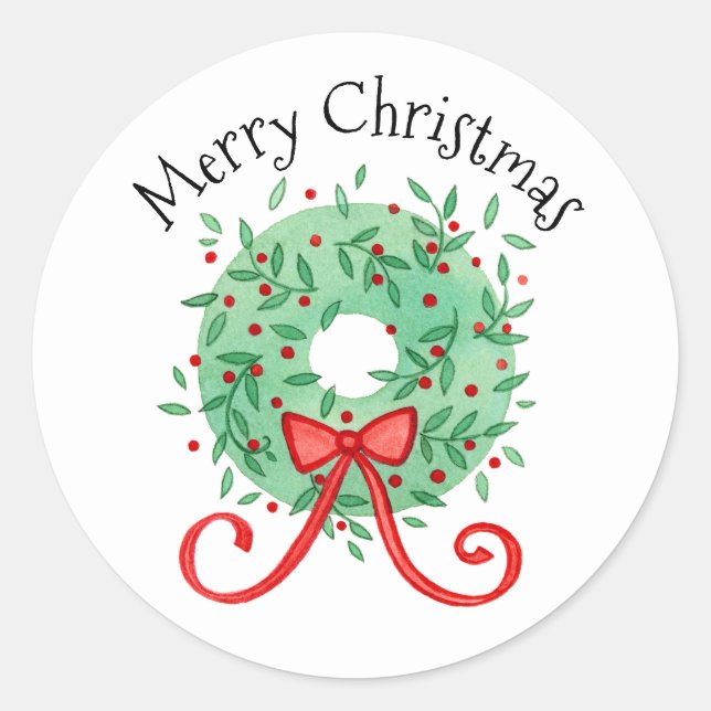 Sticker Rond Noël Green Wain Red Berries (Devant)