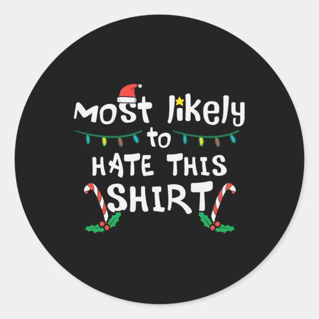 Sticker Rond Noël Hait Probablement Cette Famille Hommes Femmes (Devant)