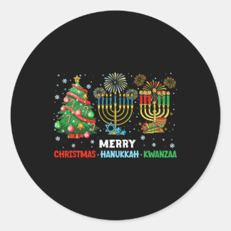 Sticker Rond Noël Hanoukka Kwanzaa Joyeux Joyeux Vacances Corre