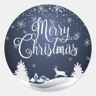 Sticker Rond Noël heureux de vacances d'hiver et nouvelle ann