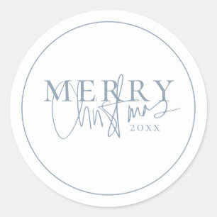Sticker Rond Noël hiver Typographie Bleue