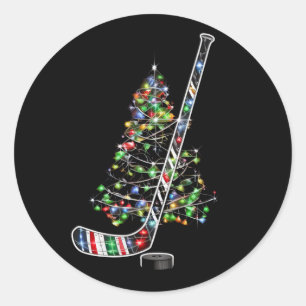 Sticker Rond Noël Hockey Sports Bal Santa Hat Noël