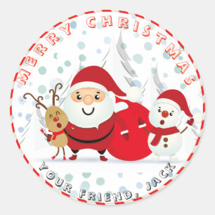 Sticker Rond Noël Holiday Père Noël snowman