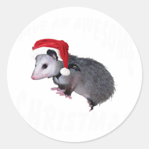 Sticker Rond Noël impressionnant d'opossum