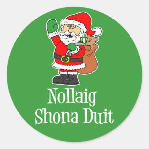 Sticker Rond Noël irlandais Père Noël de Nollaig Shona Duit