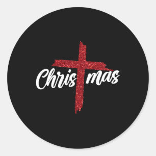 Sticker Rond Noël Jésus Croix Foi religieuse chrétienne Xm
