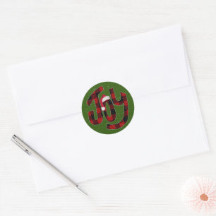 Sticker Rond Noël Joie Buffalo Plaid