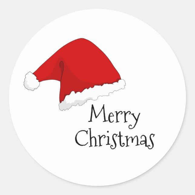 Sticker Rond Noël Joyeux à Santa Hat (Devant)