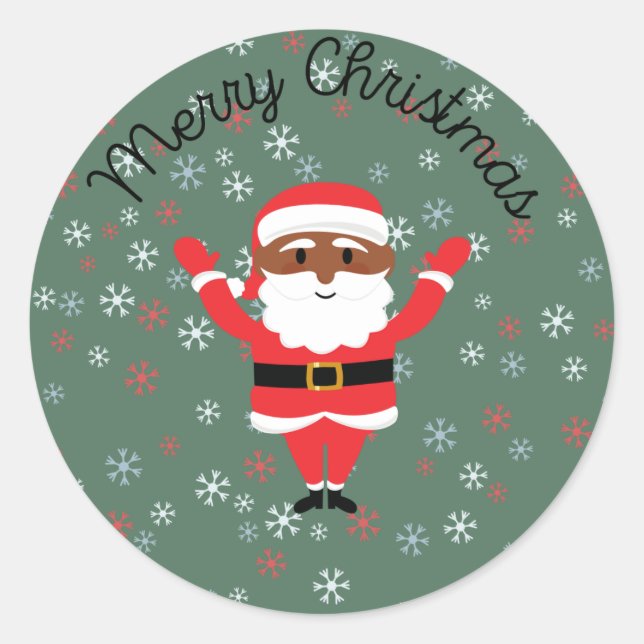Sticker Rond Noël joyeux de Père Noël noire (Devant)