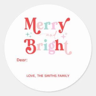 Sticker Rond Noël Joyeux et rouge rose vif