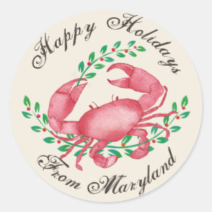 Sticker Rond Noël le plus joyeux du crabe du Maryland