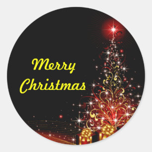 Sticker Rond Noël Lit Night Wonderland Rouge