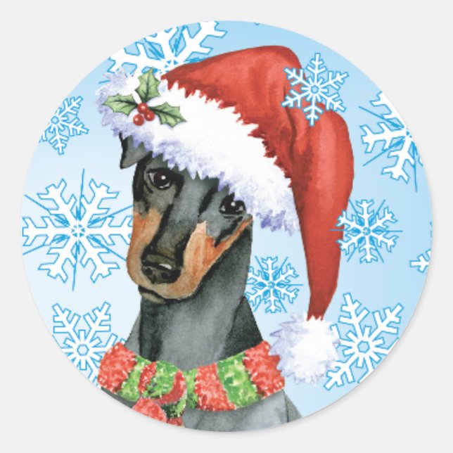 Sticker Rond Noël Manchester Terrier (Devant)