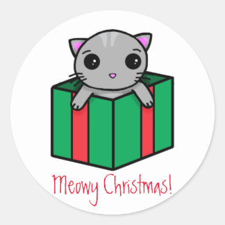 Sticker Rond Noël Meowy