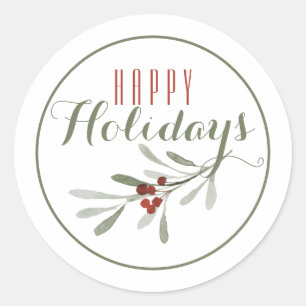 Sticker Rond Noël Mistletoe Joyeux Vacances / Blanc