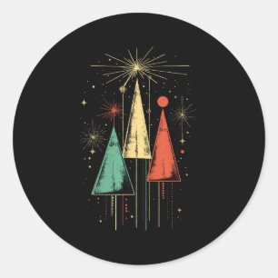 Sticker Rond Noël Moderne du Milieu du Siècle
