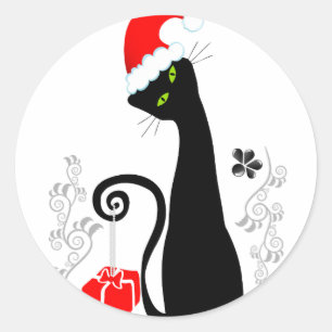 Sticker Rond Noël moderne Kitty