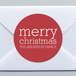 Sticker Rond Noël moderne - Simply Red and White