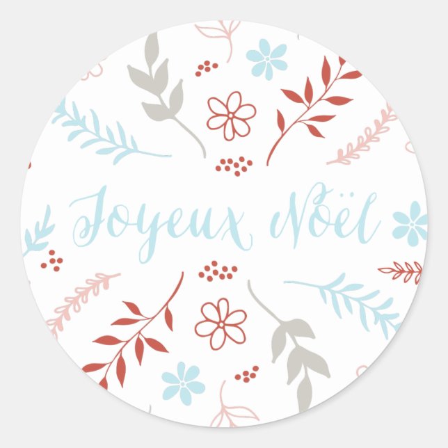Sticker Rond Noël naturel vacances en ivoire (Devant)