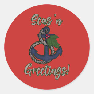 Sticker Rond Noël nautique   Seas 'n Salutations