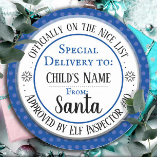 Sticker Rond Noël Nice Liste Officielle Nom Personnalisé