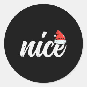 Sticker Rond Noël Nice Naughty Couple Drôle Noël Correspondance