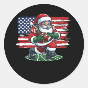 Sticker Rond Noël Noël Jouer au football américain Joyeux C
