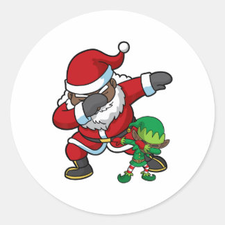 Sticker Rond noël noir afrique amérique dabbing père Noël cla