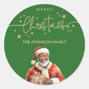 Sticker Rond Noël noir du Père Noël africain