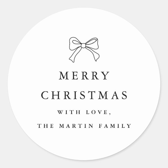 Sticker Rond Noël noir et blanc Fête personnalisée (Devant)