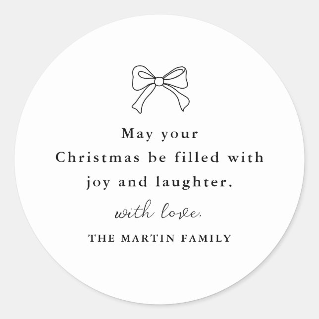 Sticker Rond Noël noir et blanc Fête personnalisée (Devant)