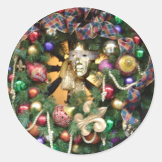 STICKER ROND NOËL NOUVELLE-ORLÉANS WREATING