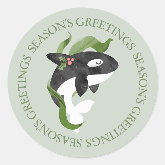 Sticker Rond Noël Orca (Devant)