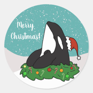 Sticker Rond Noël Orca