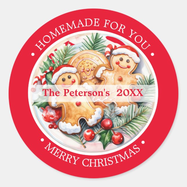 Sticker Rond NOËL Pâtisserie rouge Cookies Gingembre fait maiso (Devant)